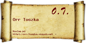 Orr Toszka névjegykártya